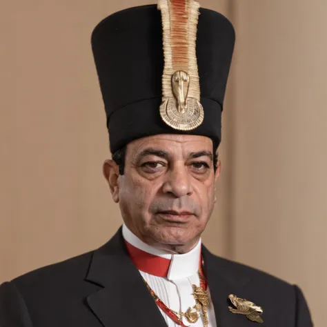 Egyptian President Abdel Fattah El-Sisi, wearing clown clothes, sad, cinematic colors