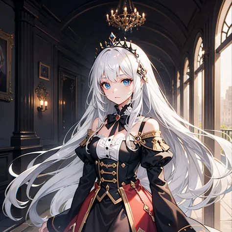 A girl with long silver-white hair，A princess，