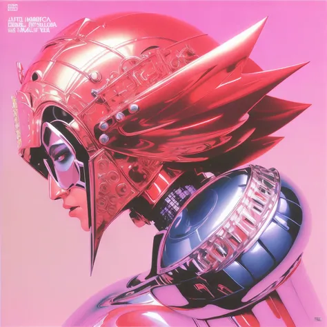 um close up de homem usando capacete, com uma gaiola de metal, Arte em metal dos anos 1980, , 1 9 8 0s heavy metal album art, arte oficial, Sorayama, arte detalhada da capa, capa de vinil de 1988, arte aerada, Estilo de Hajime Sorayama, Arte Promocional, m...