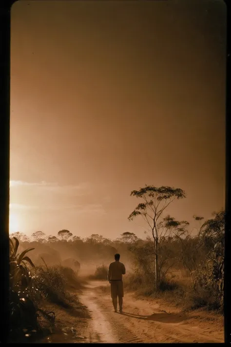 guttovendo1 nadar no amazonas no brasil em 1967，foto sepia, sense of history, bordas queimadas da foto