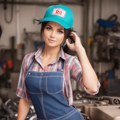 a woman dressed as a car mechanic