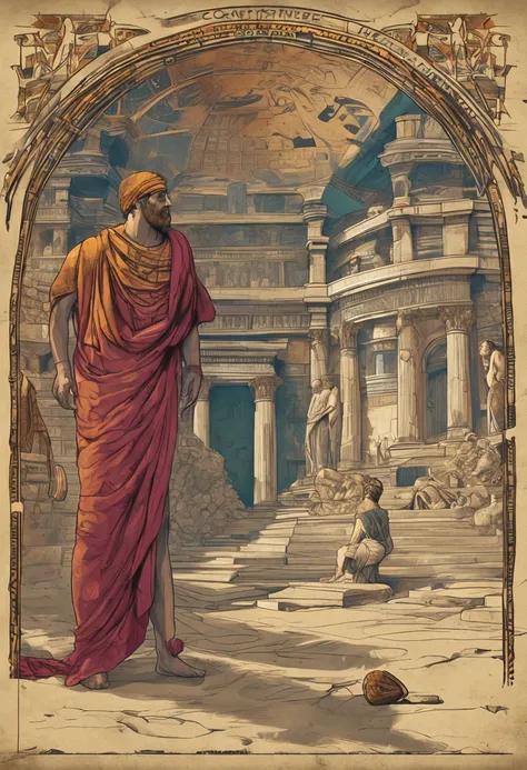 Image: Ancient Greece, com filosofos discutindo, realista, com detalhes 8k