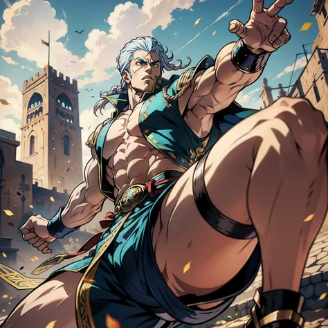 Moroccan hokuto no ken moroccan Wear hyper realistic super detailed Dynamic poses