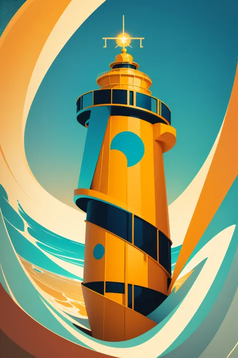 Logotipo ((un faro)), arte vectorial, arte digital en estilo pop art, Cinematic color scheme, logotipo, escala de grises, tropical, , Vector,