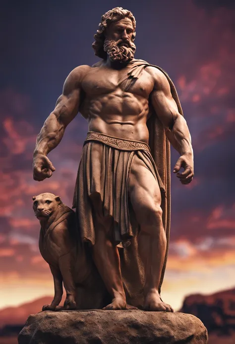 Stock Gricki Stoic
which is the historical Greek status with
Hercules-style profile muscles
Cinematic 8k and dark background