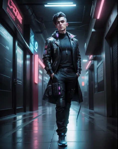 Change background cyberpunk handsome boy, realistic face, 8k, ultra realistic,