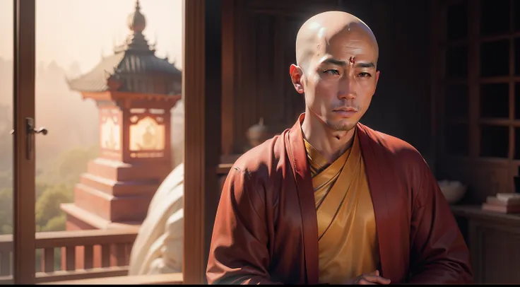 create realistic image of a buddhist monk