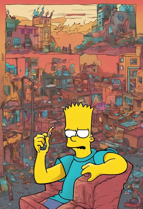 imagine o bart simpson adolescente fumando um cigarro