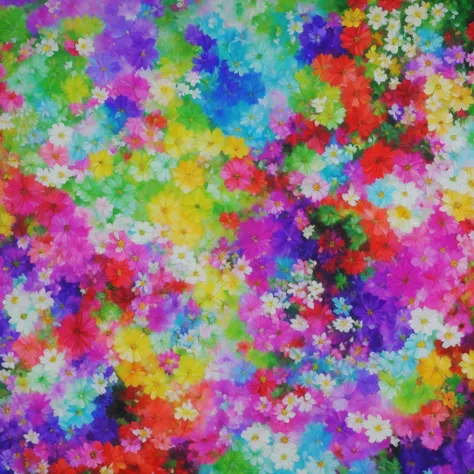 uma pintura de um ramo de flores coloridas com um fundo preto, pintura digital vibrante, pinceladas coloridas impasto, cores abstratas, arte digital multicolorida, cores coloridas brilhantes, bright psychedelic color, Color Explosion, arte digital colorida...