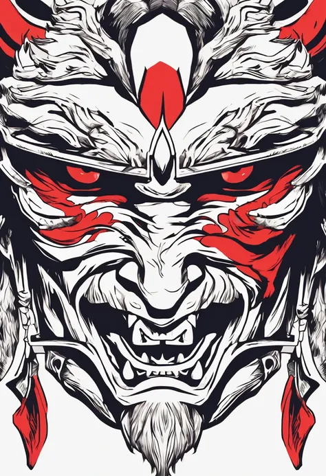 A closeup of a cartoon character with a demon face, Demon Samurai, villain wearing a red oni mask, demon samurai warrior, samurai with demon mask, eles chifres, cara belesto na arte demon slayer, samurai neon, Belesto Japanese demon boy, demon samurai mask...