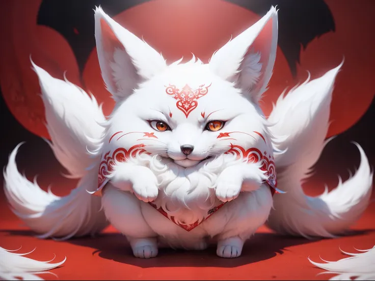 （（（（Nine-tailed white fox））））Red pattern on　mistic　Overweight