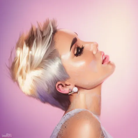 retrato da miley cyrus realista, detalhes entricados