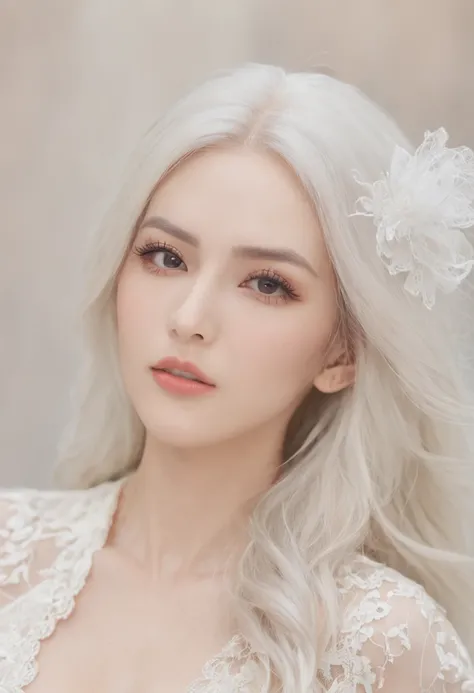 ((sea island，well dressed，Superb beauty，full bodyesbian，long leges )),Focalors:1.2,Perfect body beautiful woman:1.4,thin abs:1.1,((long  white hair, immensity:1.2 )),Highly Detailed Face and Skin Textur, Chu Chus pitiful eyes, 二重まぶた