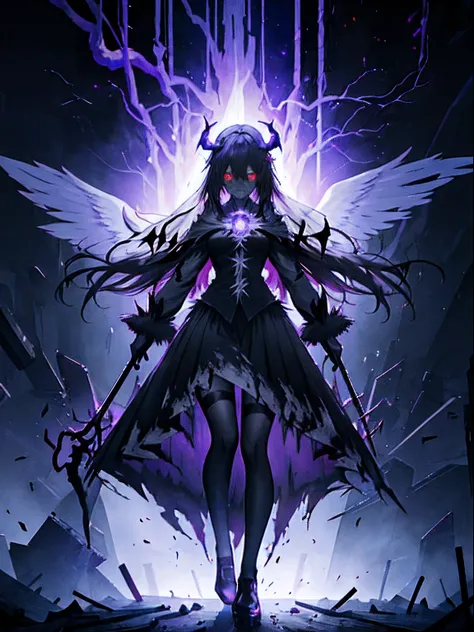 (dark skin), (demon horns), large breasts,
Immortal temptation takes over my mind
Condemned
Fallen weak on my knees, summon the strength
Of mayhem
I am the storm that is approaching
Provoking black clouds in isolation
I am reclaimer of my name
Born in flam...