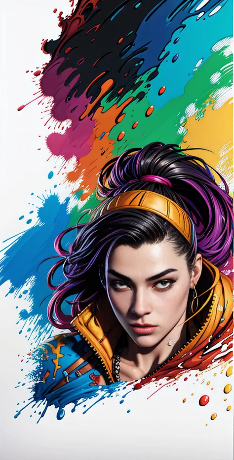 Splash art, Fortnite style, portrait poster, (whitebackground)), splash style of coloful paint, contour,hyperdetailed intricately detailed, unreal engine,fantastical, intricate detail, splash screen, complementary colors, fantasy concept art, 8k resolution...