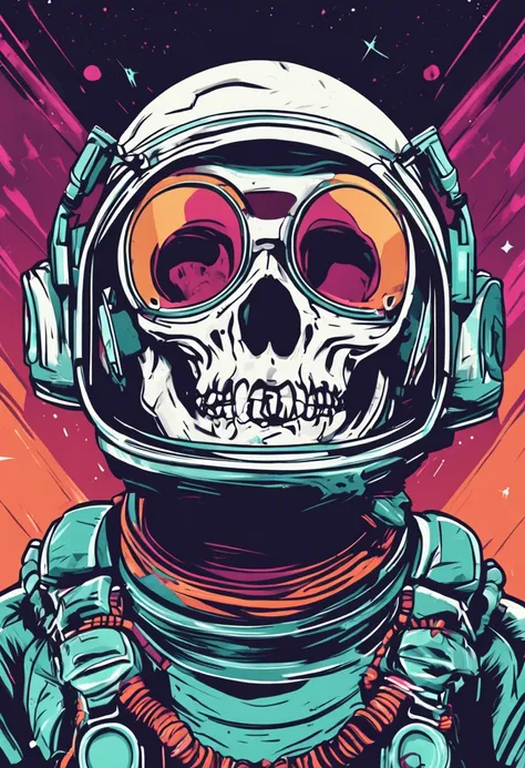 - astronaut skull style, t-shirt design, super cute, 2d, vector, flat