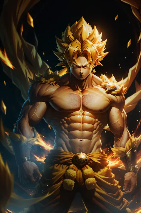 Masterpiece, Best quality, Wukong, SuperSaiyan, Super Saiyan god,Yellow hair,hyper HD, --auto