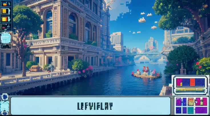 pixel game，scenography，fantastical scenes，Space City，levitating， Pixel art #pixelart