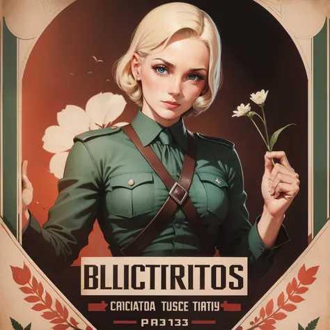 "Cartaz de Propaganda eleitoral fascista de 1934, Retro style, with the party symbol in a lonely spring, without any human presence."