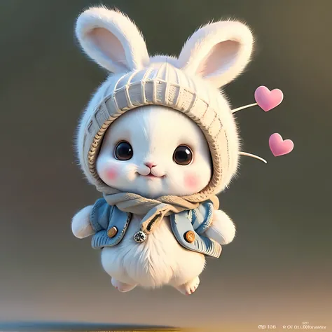 cute chibi bunny, white background, rabbit, chibi, cute, avatar bunny, jumping