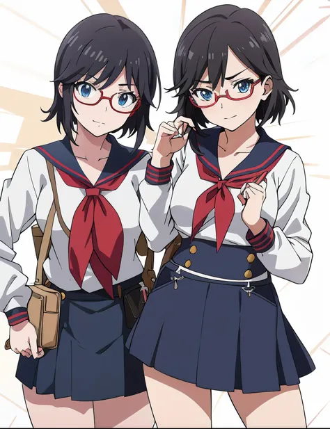 two anime girls in school uniforms posing for a picture, anime moe artstyle, ecchi anime style, kantai collection style, in an anime style, in anime style, jk uniform, seifuku, in japanese anime style, wearing japanese school uniform, two beautiful anime g...