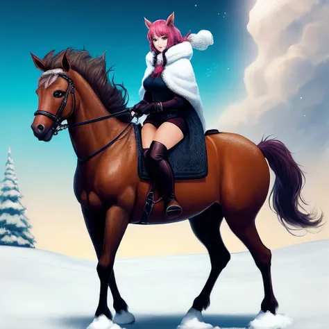 The centaur female spirit is cold and coldly dressed