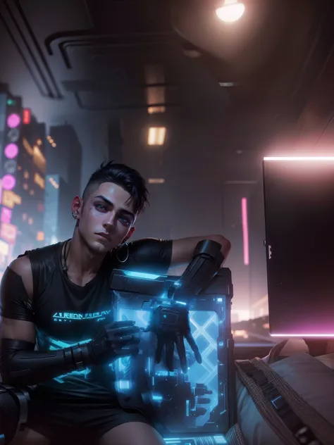 Change background cyberpunk handsome boy, realistic face, 8k, ultra realistic, cute little boy, 
Real face,