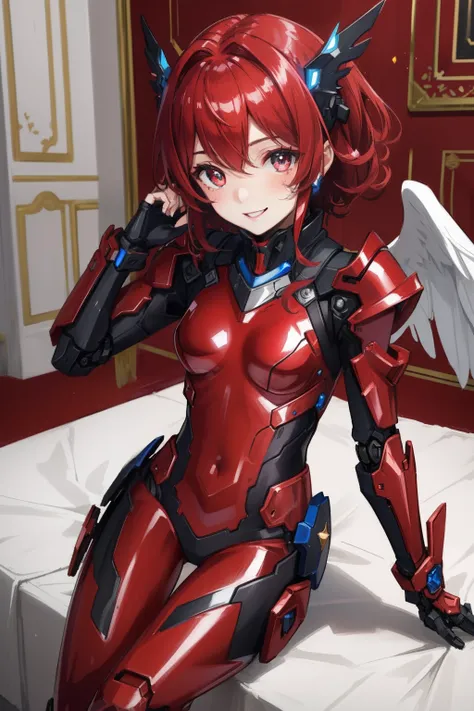 (​master piece, Best Quality), Intricate details, (((Laugh))), valkyrie, (((kawaii))), Cheerful smile, Looking at Viewer, Deep Red Feather Headgear, Night, (((In the Red Room))), red wall, Hand up, 15yo student, Close Up Shot, light Particle, 

1girl in, S...