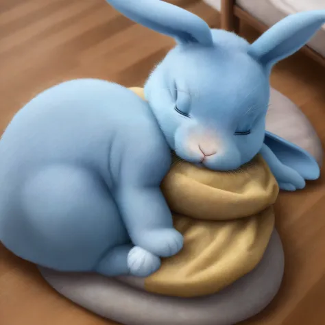 The little blue rabbit sleeps