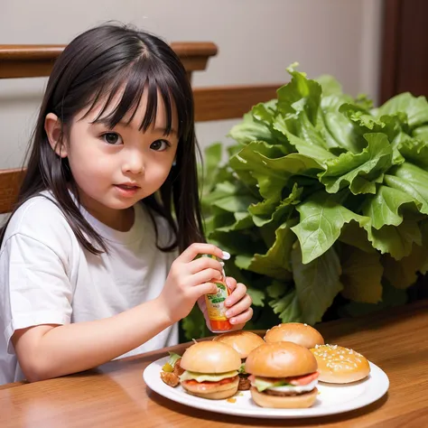 Best quality, 超高分辨率, (Photorealistic:1.4), Ultra-detailed,Incredibly detailed, Aluminum foil packaging, big mac, Fried meat, Wet lettuce, melted cheese,The little girl is eating,Cute little girl s,age 5,