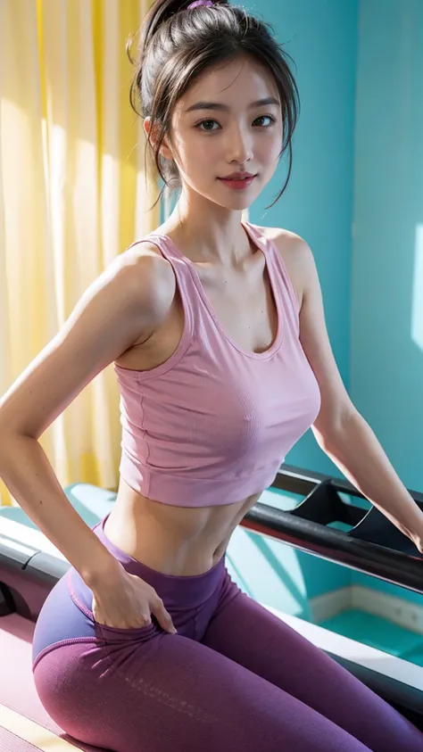 (big underboob，Tomboyish,small heads)), (Well-defined abs: 1.1), (perfect bodies: 1.1), (short-length straighthair: 1.2), Black hair,attractive collarbone，（极其细致的CG 8k壁纸），（Extremely refined and beautiful），（tmasterpiece），（best qualtiy：1.0），（超高分辨率：1.0），fully ...