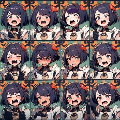 1 Cute Girl，9 tables，9 poses and expressions，Different emotions，10