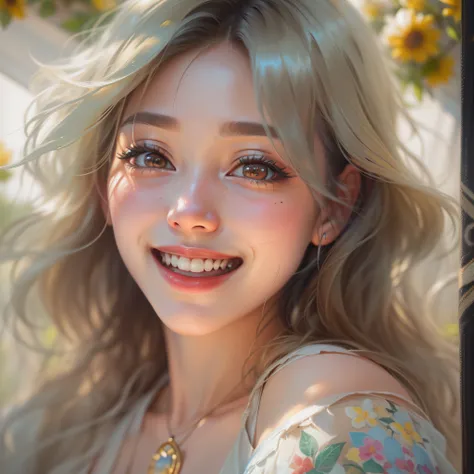 Oil painting style，Oil painting style，Oil painting style，Oil painting style，Close up of smiling looking up、Close up of smiling looking up、Close up of smiling looking up、Facing the front、portraitures，oilpaint，Acrycle painting，in renaissance style，(​masterpi...