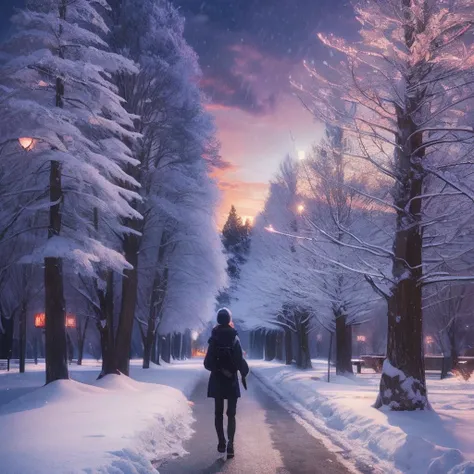 beautiful landscapes of winter anime makoto shinkai masterpiece --auto --s2