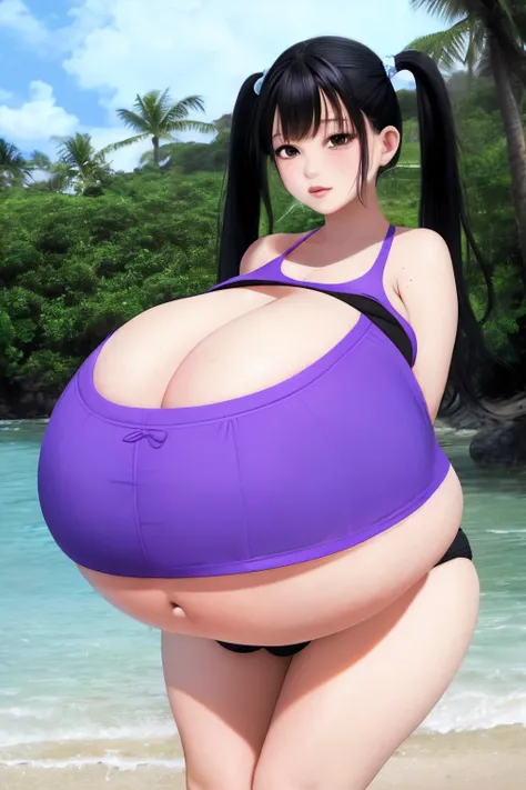 Twintails, black hair,Big Baby Bump pregnant, bikini girl, Big boobs, nipple, cum,16 years girl, Big pregnant Belly, Big Pregnant girl, Largest Belly of Pregnant, Huge Pregnancy Belly, purple eyes, huge 9 months Pregnancy Belly, background beach