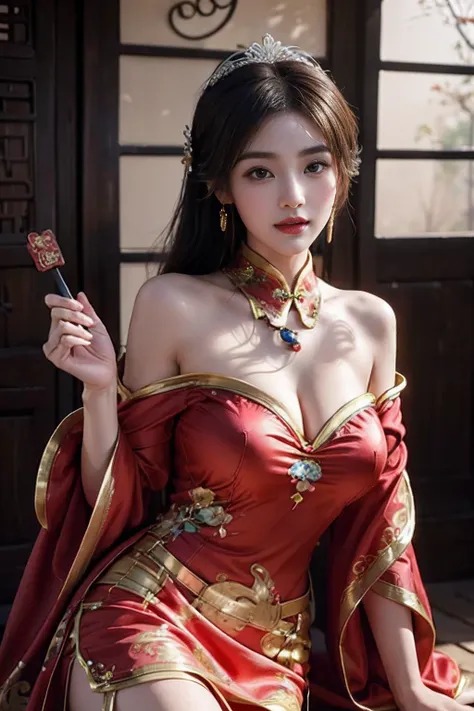 Most Real、top-quality、best pixels、8k ultra、(Photoreal Stick:1.8)、1girl, portlate、beautiful countenance、A detailed face、Face Sharp Focus、Perfect makeup、perfectly proportions、爆乳、big breasts thin waist、nabel、Crotch gap、big, toned buttocks、thighs thighs thighs...