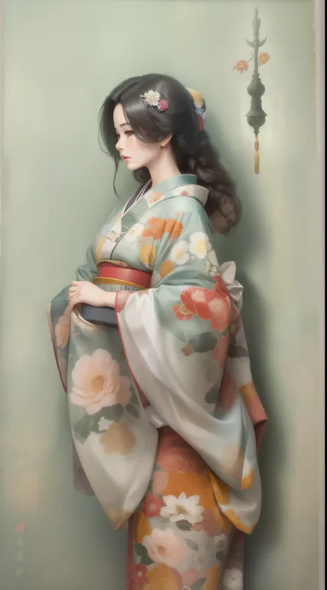 Masterpiece, (Photorealistic: 1.4), top quality, kimono, women, 40 years old