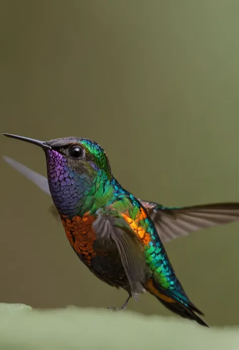 Sapphire golden-tailed hummingbird， Spread your wings and hover in the air, simplebackground，Face the lens，tmasterpiece，best qualtiy，8K