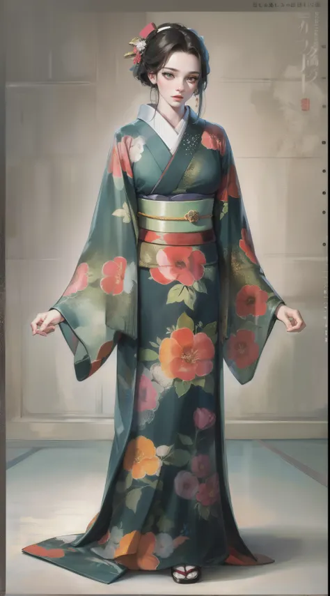 Masterpiece, (Photorealistic: 1.4), top quality, kimono, women, 40 years old