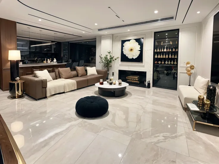 Step into this luxurious living room，It seems to open the door to the future world。One side wall is covered by a huge HD screen，Brilliant and colorful scenes flow above，Immerse yourself in a fantastic virtual reality world。In the center of the living room ...