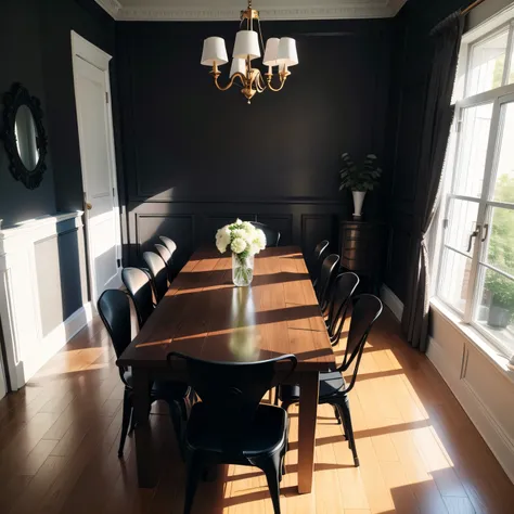 black dining room with PREPARATION