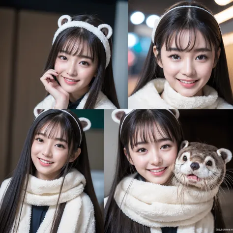 (8K、RAW Photos、top-quality、​masterpiece:1.5)、(realisitic、Photorealsitic:1.5)、ultra-detailliert、超A high resolution、lighting like a movie、(((An idol who loves otters)))、(((Japan 16 year old girls)))、(((Wearing a cute costume with an otter motif)))、(A lot of ...