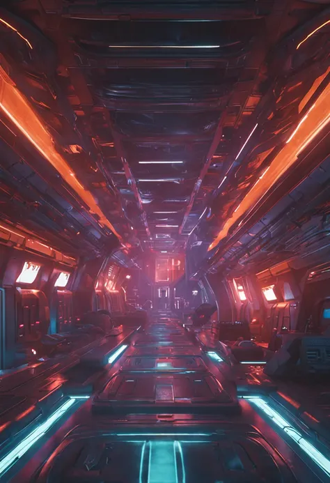 sci-fi hanger environment on a ship specilized for Post and packages