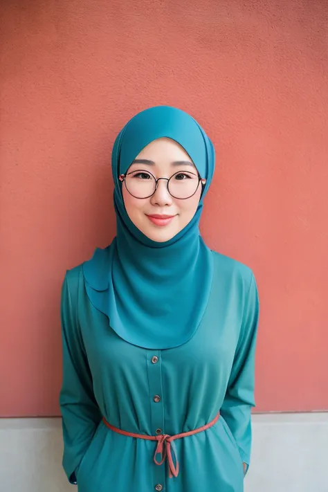 beautiful malaysia college woman age 22 name mira filzah brown eye, wearing nerd eyewear,tudung muslim,modernbaju kurung look ri...