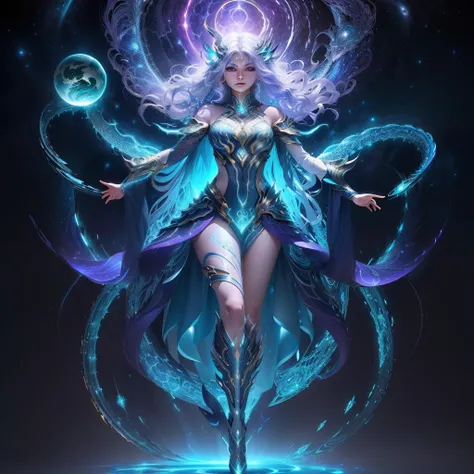 Maias Celestial Serpent Form is a breathtaking sight to behold. As her body transforms, she sheds her human skin and emerges as a luminescent snake, shimmering with iridescent scales in shades of blue, green, and purple. Her eyes glow like stars, reflectin...