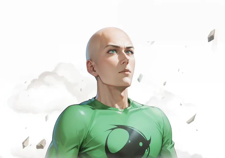 one-punch man，Handsome。The background is Earth in space