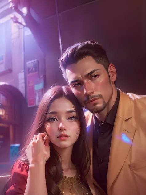 ((Top Quality, 16k, Masterpiece, photorealism, photography, Realistic)) encontry couple, woman and man, like a kdrama scene, real body, full body, Highly detailed face and texture, beautiful eyes, Detail hair, good proportions, anatomically correct, high d...