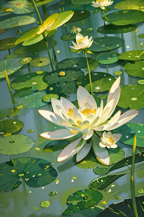 Lotus leaves and lotus flowers