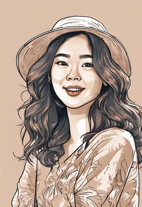 Cartoon image of a woman with long hair, Super pretty 20 year old Vietnamese girl, Cartoon style illustration, Cartoon Art Style, Cartoon Art Style, Digital illustration style, Highly detailed character design, cute detailed digital art, Urban Girl Fan Art...