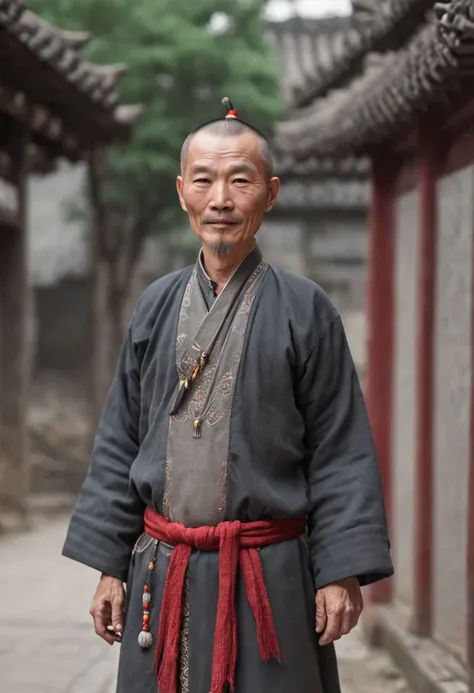 A 50-year-old male antique dealer living in Xian, China, living in the 21st century，The figure is blessed，The face is rounded，in good spirits，Strong economy，He is a native of China，Wear loose Zhongshan clothing ，Anime style